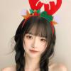 Beaupretty 2Pcs Christmas Reindeer Antlers Hairband with Khaki and Crimson Antler Headbands Festive Party Favors Christmas Accessories for Adults view 4