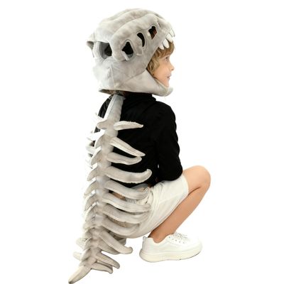 Koconh Spinosaurus Plush Dino Outfit, Spinosaurus Costume for Kids, Dinosaur Skeleton Plush Costume for Christmas (Gray,Child(29inch))