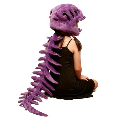 Koconh Spinosaurus Plush Dino Outfit, Spinosaurus Costume for Kids, Dinosaur Skeleton Plush Costume for Christmas (Purple,Child(29inch))