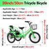 SRNSAEB 3-11 Years 3 Wheel Bike with Child Seat 14" 16" 18" 20", Three Wheel Cruiser Bike Two Seater Tricycle with Adjustable Height Seats & Handle, Sturdy Bicycle Trikes(Red,20in) view 2