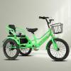 SRNSAEB Child Tandem Three Wheel Bike for Cycling/Outing/Picnic, Folding Two Seater Cruiser Bike with Seat Belt/Front Rear Baskets, Adjustable Handle Kid Tricycle(Green,16in) view 1
