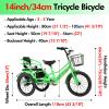 SRNSAEB Child Tandem Three Wheel Bike for Cycling/Outing/Picnic, Folding Two Seater Cruiser Bike with Seat Belt/Front Rear Baskets, Adjustable Handle Kid Tricycle(Green,16in) view 2
