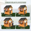 JOYMOR Kids Wooden Lemonade Stand Outdoor Playhouse for Ages 3-8, Pretend Play BBQ with 50 Accessories, Lemon Sign Banner & Split Door for Kids Outdoor Backyard Imaginative Play (Light Brown) view 2