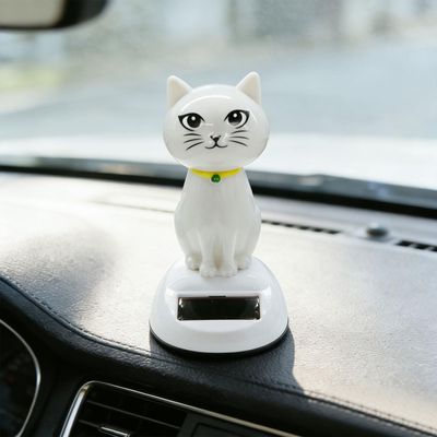 DEAELF Cat Solar Powered Decoration, Cute Swing Animal Dancing Dolls Car Dashboard Ornament, Solar Shaking Cat Toy Desktop Decoration for Vehicle Home Office (OpenEyes)