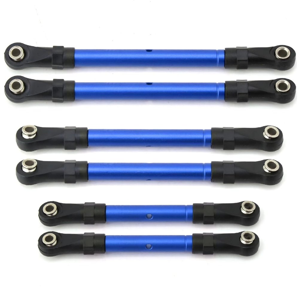 Compatible with Traxxas for Hoss for Slash for Rustler 4WD RC Car Upgrade Parts Adjustable Front Rear Pull Rod Link Tie Rod RC Assortment(Blue)