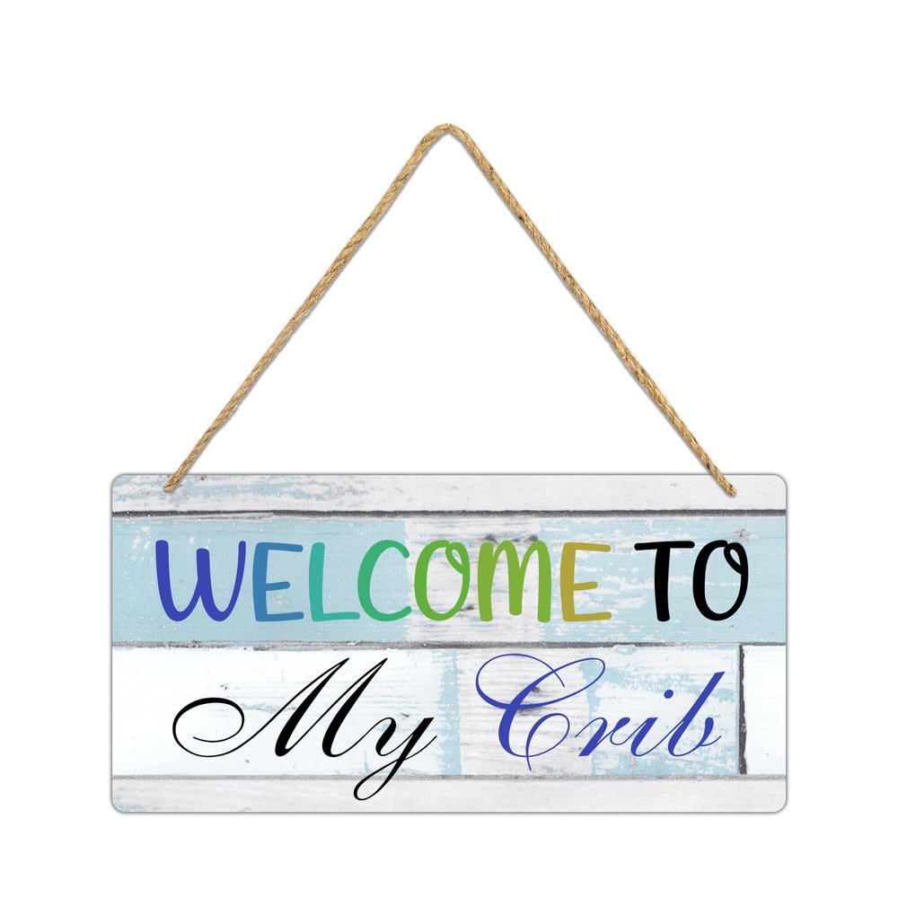 10"x5" Welcome to My Crib Wooden Sign - Rustic Nursery Kids Boy Room Playroom Decor Gift