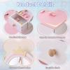 Eikyutora Wood Makeup Vanity Table and Stool Set,Bedroom Dressing Desk,Rectangular Activity Tables,Wooden Vanity Table Set,with Mirror & Drawers,for Small Space Living Room Playroom (White & Pink) view 3