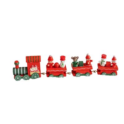 Christmas Decorations Wooden Four Section Train DIY Scenery