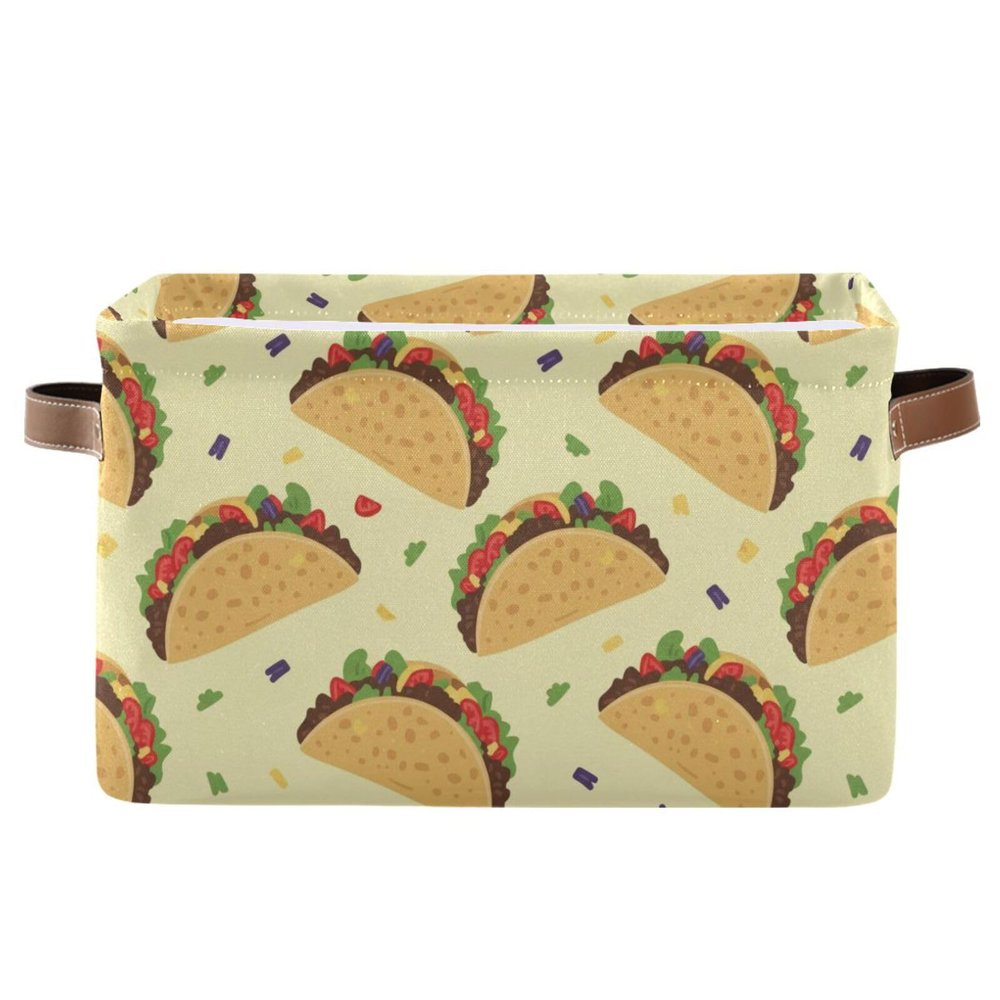 Tacos Vegetables Yellow Pattern Rectangular Storage Bin Basket with Handles - Laundry Hamper Nursery Storage Storage Baskets