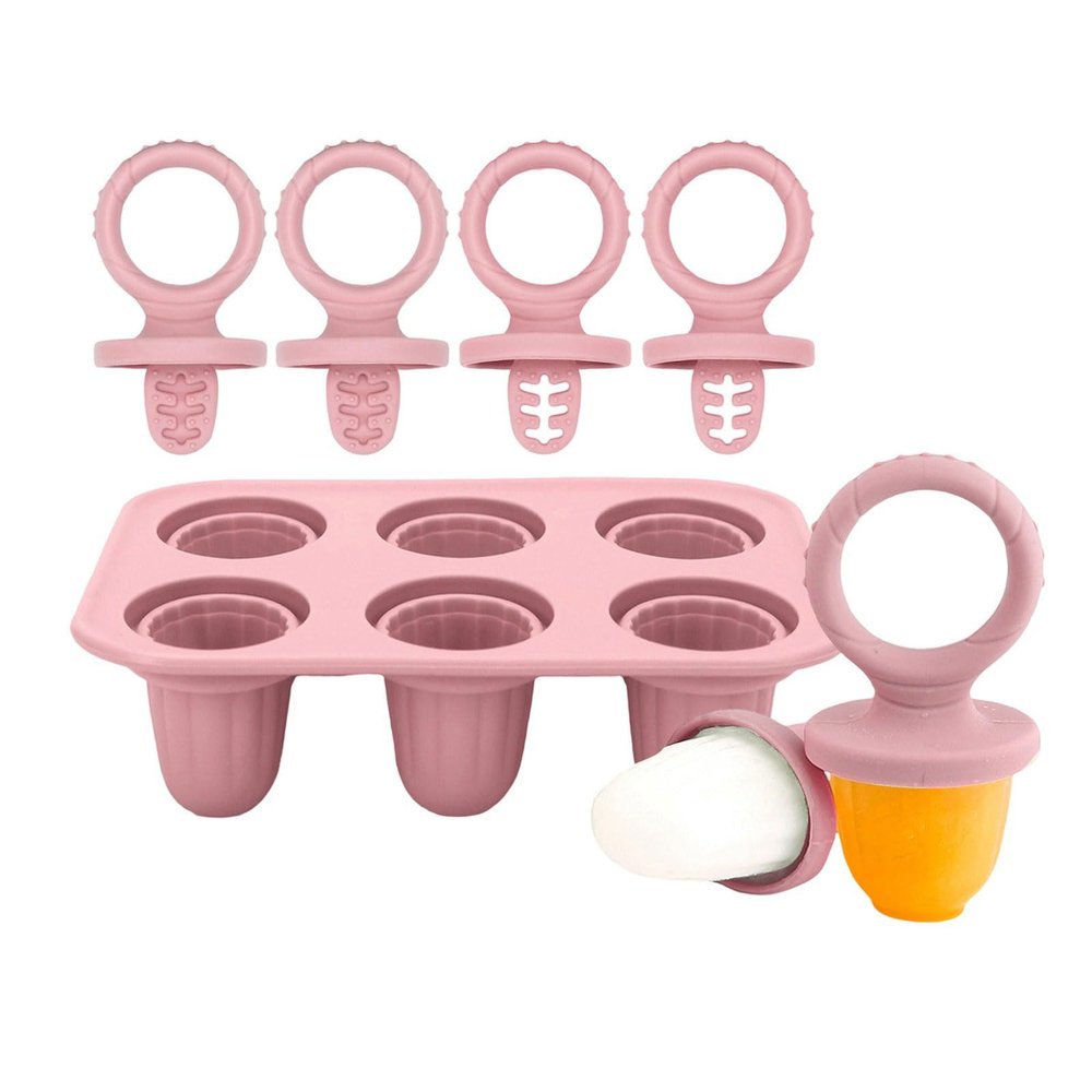3. Chewable Ice Molds for Infants 6 Cavity Silicone Teether with Safe Edges Iced Treat Maker & Teeth Soother Food Grade Silicone Teething Ice Cubes