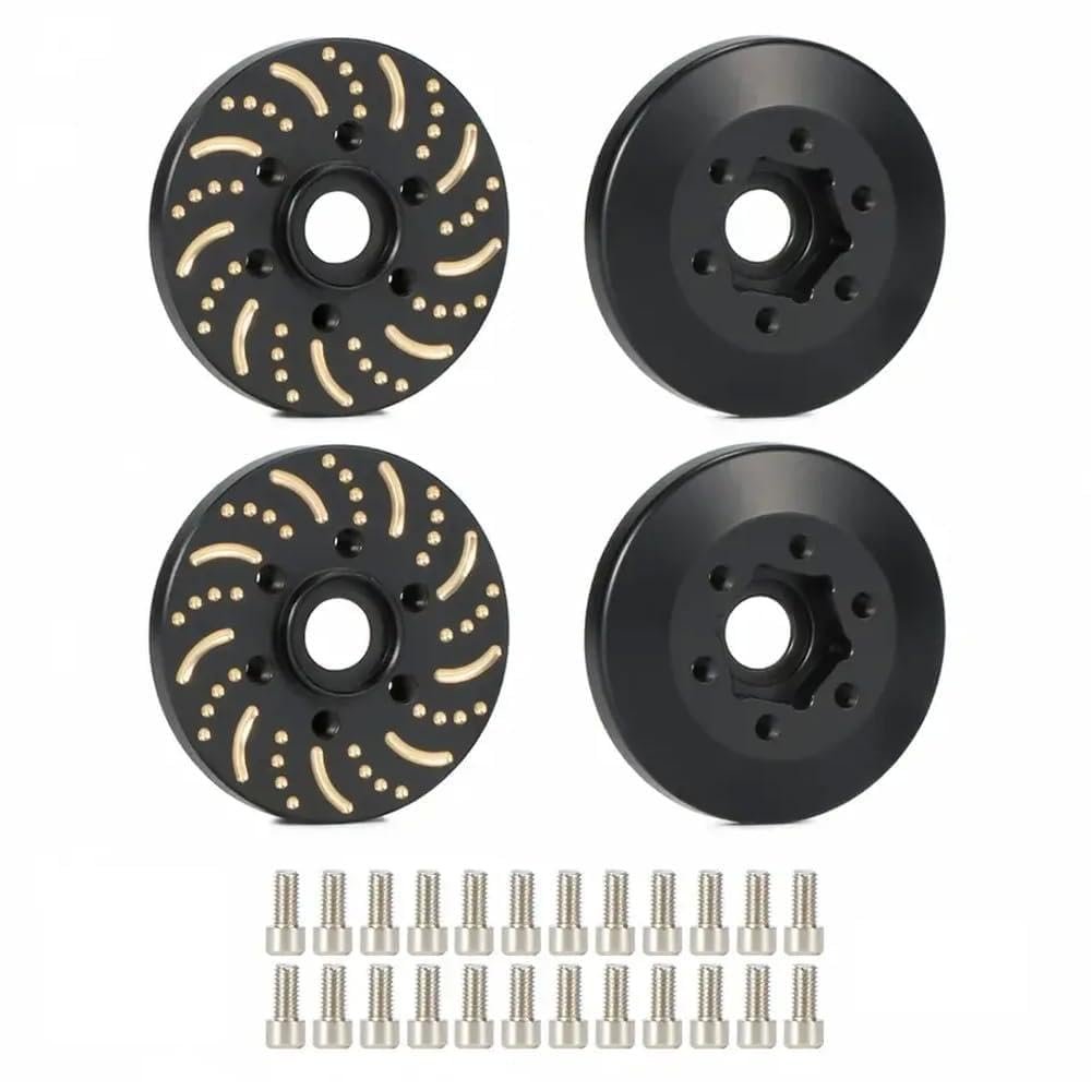 6MM 9MM 12MM 15MM 18.5MM 22MM Brass Wheel Hub Hex Adapter Disc Weights Compatible with 1.9 2.2 Beadlock Wheels for RC Crawler Vehicles(Black 4PCS 6MM)