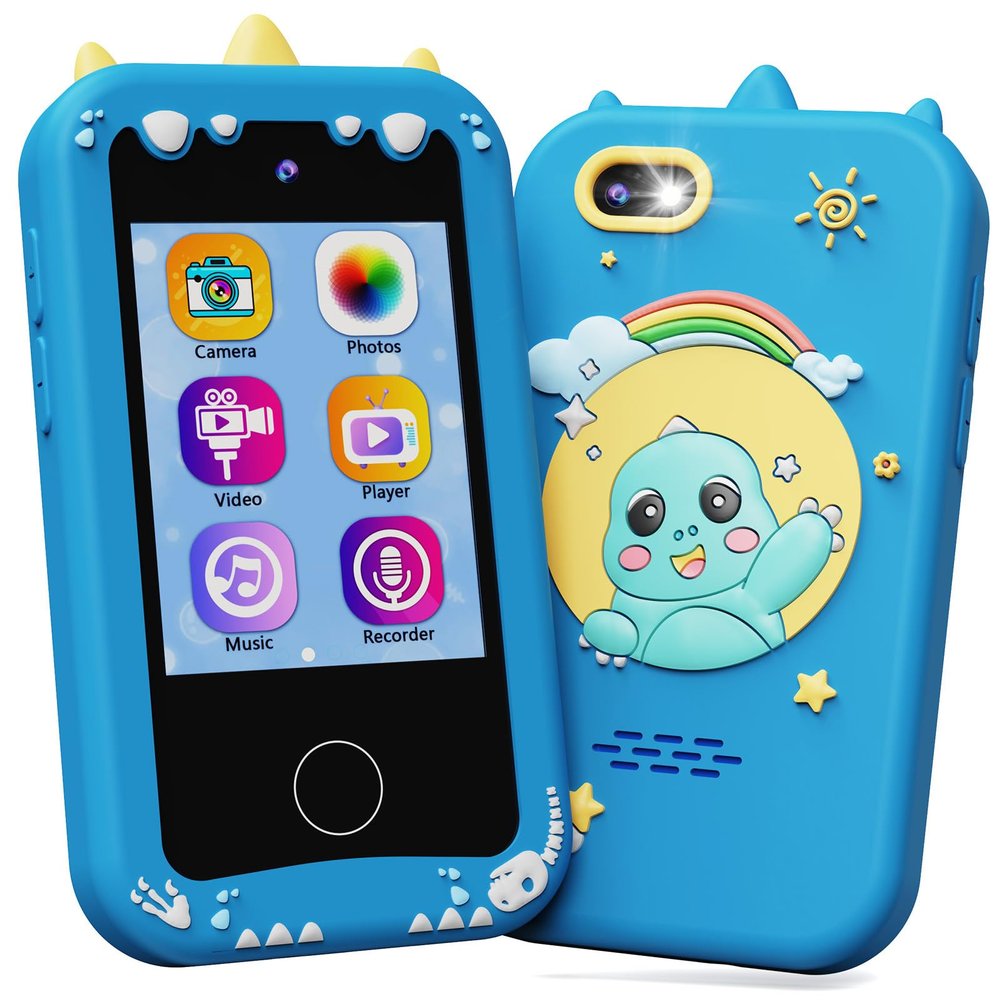 KOKODI Kids Smart Phone, Touchscreen HD Dual Camera Cell Phone for Kids, Christmas Birthday Gifts Dinosaur Child Play Phone for Boys 3-10, Travel Toy Preschool Learning Education Toy