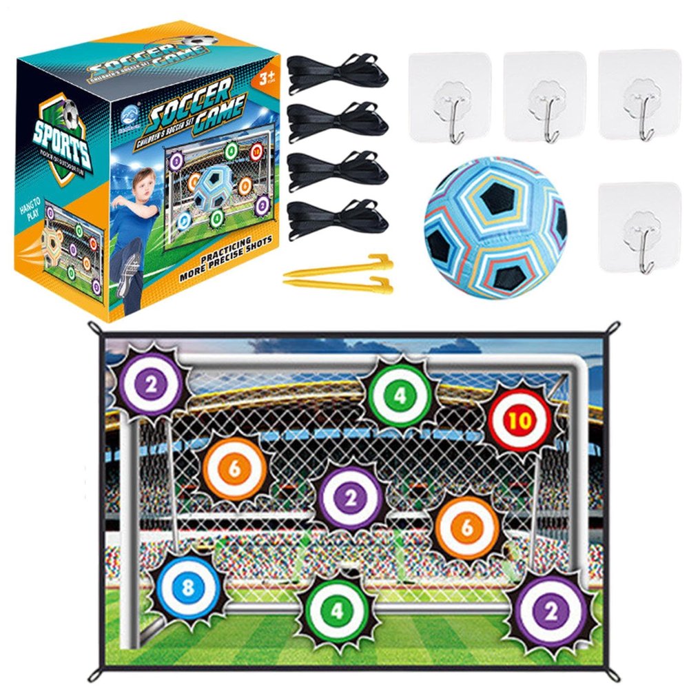 Apujent Soccer Ball Game Set for Kids Football Accuracy Exercise, Toss Soccer Goal Game, Kick Training Kit with Ball, Foldable Flannel Sheet Ground Stakes Hooks for Boys Girls 3+ Birthday