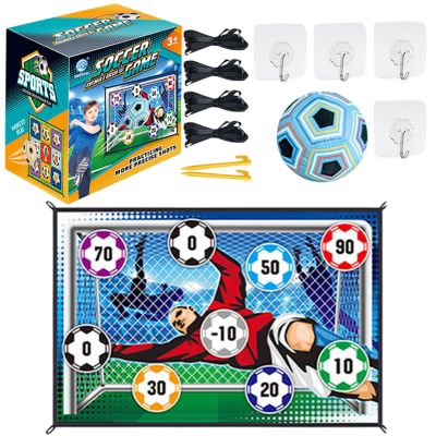 Apujent Soccer Ball Game Set for Kids Football Accuracy Exercise, Toss Soccer Goal Game, Kick Training Kit with Ball, Foldable Flannel Sheet Ground Stakes Hooks for Boys Girls 3+ Birthday