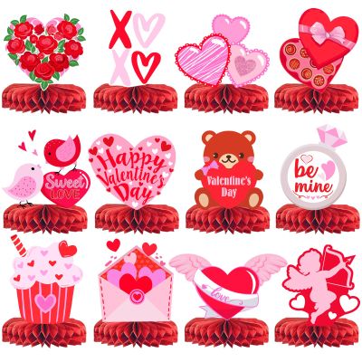12Pcs Valentine Centerpieces for Tables - Valentines Day Decorations for Party Valentines Table Decor Valentine Table Decorations for Birthday Party Supplies
