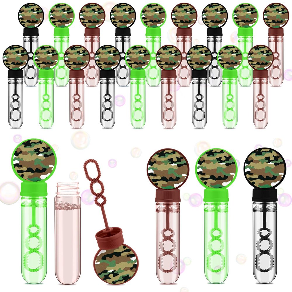 Rotatingpals 24 Pack Bulk Bubble Wands Cartoon Party Supplies Story Theme Birthday Party Supply Cartoon Theme Birthday Bag Stuffers Supplies Decorations for Adults(Wand,Camouflage)