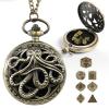Banloga D&D Dice Set,7PCS Metal Dice for Dungeons and Dragons,Mini Dice Set with Pocket Watch Case,Role Playing Board Games Accessories (Octopus, Bronze)