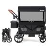 HARPPA All-Terrain Wagon Stroller for 2 Kids, Foldable Outdoor & Beach Stroller Wagon with Removable Canopy Mosquito Net,Adjustable Push & Pull Handle, Footwell & Large Storage, Black view 1