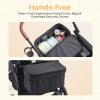 HARPPA All-Terrain Wagon Stroller for 2 Kids, Foldable Outdoor & Beach Stroller Wagon with Removable Canopy Mosquito Net,Adjustable Push & Pull Handle, Footwell & Large Storage, Black view 3