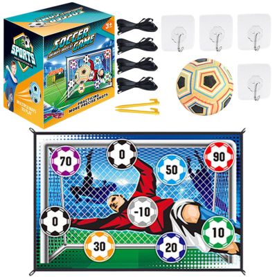 Apujent Soccer Ball Game Set for Kids Football Accuracy Exercise, Toss Soccer Goal Game, Kick Training Kit with Ball, Foldable Flannel Sheet Ground Stakes Hooks for Boys Girls 3+ Birthday