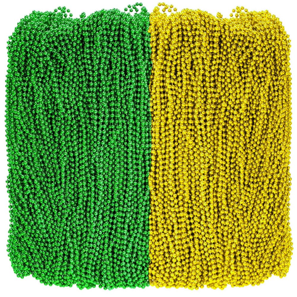 100 PCS St. Patricks Day Necklaces, Green Gold Mardi Gras Christmas Bead Necklaces, 31.5" St. Patrick's Day Green Beads St. Patricks Day Accessories for Mardi Gras, St. Patricks Day Party Favors