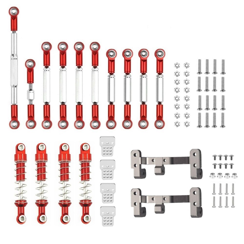 RC Models Parts For WPL For C14 For C24 For C24-1 For 1/16 RC Car Upgrade Metal Stee Link Rod Pull Rod Mounts Shock Absorbers Set