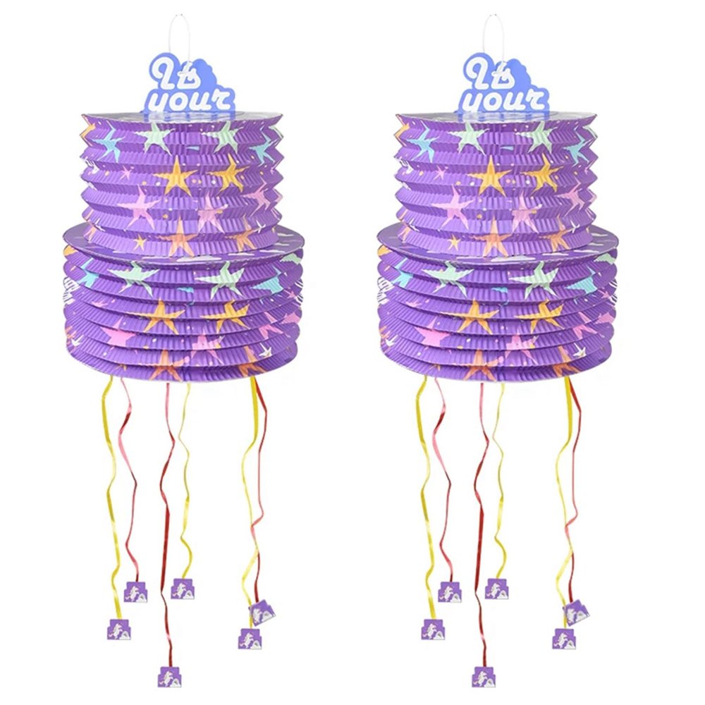 Bloepum 2X Kids Party Pinata Toy Gift Girls Happy Birthday Party Decoration Supplies Filled Confetti Surprise