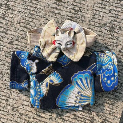 Suitable for 10-20cm Trend Dolls, Different Ethnic Styles Doll Clothes (Without Dolls) (17cm Blue Butterfly Kimono)