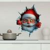 Christmas Creative Wall Stickers, Christma 3D Santa Wall Sticker Removable, Creating Breaking Through Wall Design,Reindeer Cartoon Funny Christmas Wall Stickers Living Room Dcor (3PCS-A) view 3
