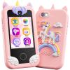 KOKODI Kids Smart Phone Toys, Birthday Gifts Unicorn Toddler Play Phone for Girls 3-10, Touchscreen HD Dual Camera Cell Phones for Kids, Travel Toys Preschool Learning Toy for Kid with 8GB SD Card view 1