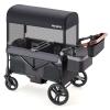 HARPPA Foldable Wagon for Kids, 2 Seater Stroller Wagon with Seats, One-Button Fold, UPF50+ Canopy & Mosquito Net, 8''/12''All-Terrain Wheels, Adjustable Handle, Easy to Store Dark Gray view 1