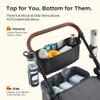HARPPA Foldable Wagon for Kids, 2 Seater Stroller Wagon with Seats, One-Button Fold, UPF50+ Canopy & Mosquito Net, 8''/12''All-Terrain Wheels, Adjustable Handle, Easy to Store Dark Gray view 4