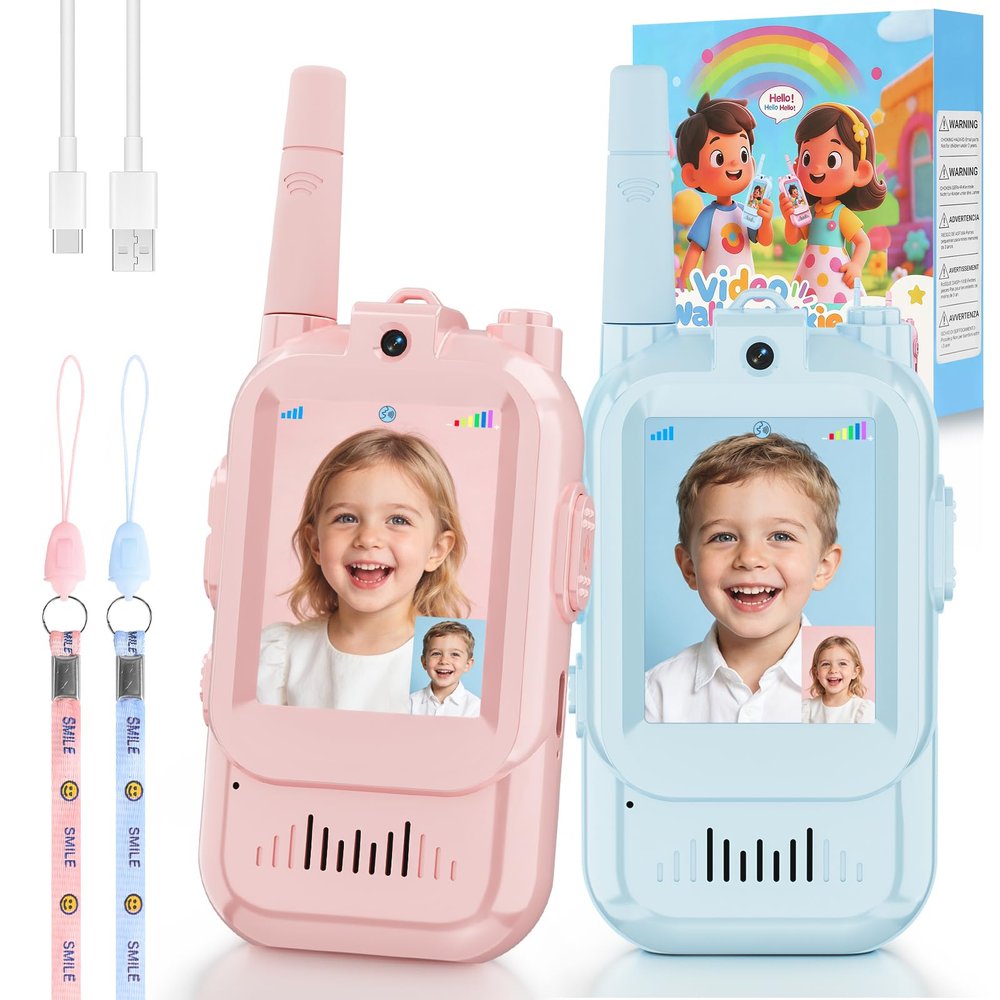 Video Walkie Talkies for Kids Toys,Handheld 2 Pack Rechargeable Video Intercom Kids Walkies Talkies, Indoor Outdoor Toys for Family Games,Outside,Camping,Travel Birthday for Boys and Girls Ages 3-12