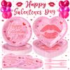 109PCS Happy Galentine's Day Party Supplies,Pink Love Heart Disposable Paper Plates Napkins Cups Forks Dinnerware for 24 Guest,Galentines Banner Balloons for Valentine's Day Anniversary Decorations view 1