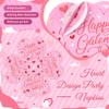 109PCS Happy Galentine's Day Party Supplies,Pink Love Heart Disposable Paper Plates Napkins Cups Forks Dinnerware for 24 Guest,Galentines Banner Balloons for Valentine's Day Anniversary Decorations view 4