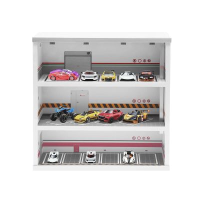 3-Tier Display Case for 1:64 Scale Model Cars, Wall-Mountable Showcase with LED Lights for Diecast Collections, Clear Enclosure for Home, Office, or Store Display (15 Car Capacity)