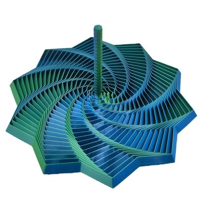 3D Printed Expanded Sensory Fidget Star,New Stress Relief Sensory Whirling Spiral with Handle, Honeycomb Adults Decompression Fractal Fidget Hexagon for Office Desktop (Blue-Green)