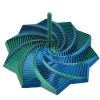 3D Printed Expanded Sensory Fidget Star,New Stress Relief Sensory Whirling Spiral with Handle, Honeycomb Adults Decompression Fractal Fidget Hexagon for Office Desktop (Blue-Green) view 1