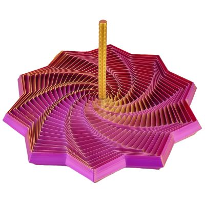 3D Printed Expanded Sensory Fidget Star,New Stress Relief Sensory Whirling Spiral with Handle, Honeycomb Adults Decompression Fractal Fidget Hexagon for Office Desktop (Purple-Gold)