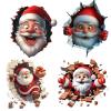 Christmas Creative Wall Stickers, Christma 3D Santa Wall Sticker Removable, Creating Breaking Through Wall Design,Reindeer Cartoon Funny Christmas Wall Stickers Living Room Dcor (4PCS-D) view 1