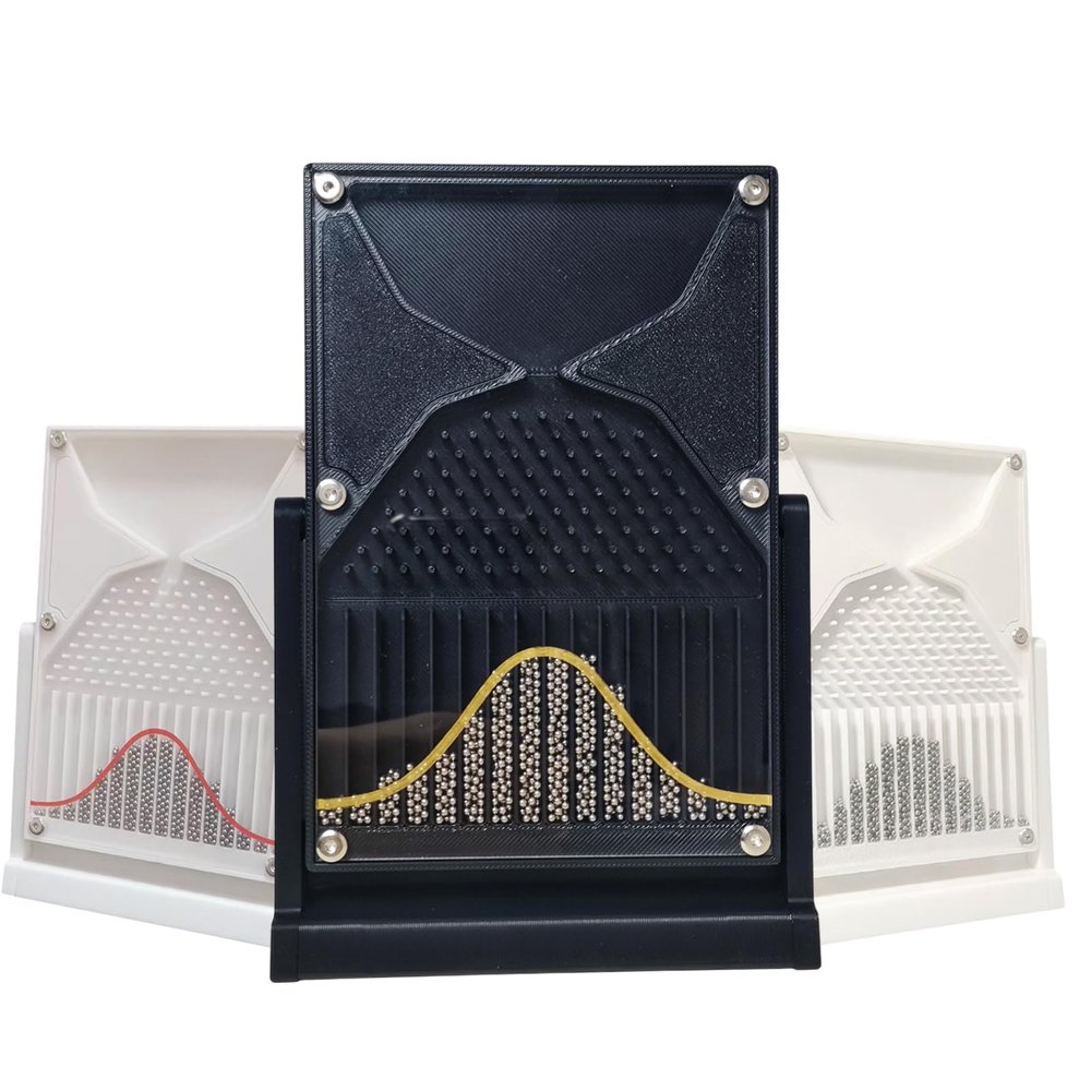7.1 * 4.7 Inch Galton Board Mathematical Model, Probability and Statistics Learning Kit, Probability Teaching Demonstration, for Physical School Laboratory Teaching (Color: Gold Curve)