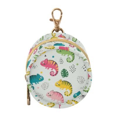 Chameleon Leaves Grey Pattern Pacifier Holder Case with Metal Clip Portable Pacifier Storage Container for Newborn Boys Girls