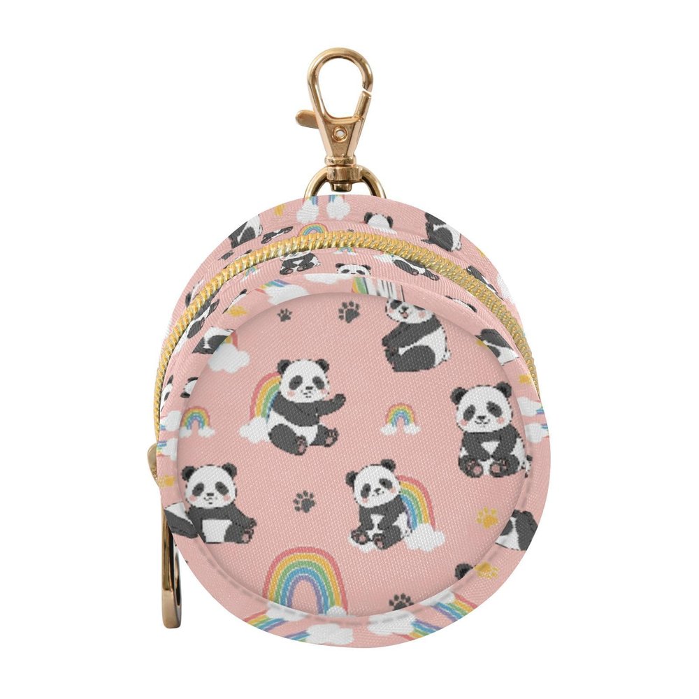 Cute Panda Rainbow Pattern Pacifier Holder Case with Metal Clip Portable Pacifier Storage for Newborn Baby