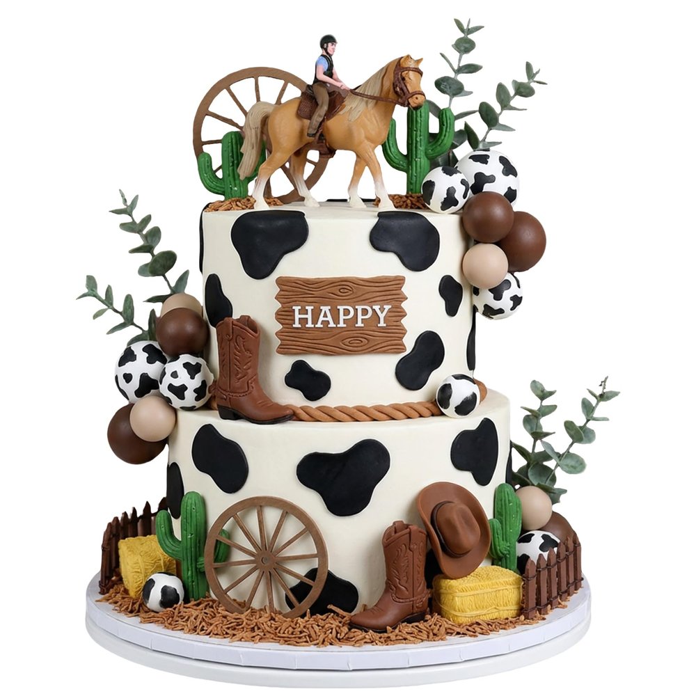 15Pcs Horse Cake Topper Horse Birthday Cake Decorations for Western Theme Party Supplies