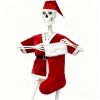 12ft Skeleton Costume Accessories Includes Claus Top&Santa Hat&Stocking Storage Bag,Funny Christmas Giant Skeleton Costume Garden Lawn Indoor Outdoor Decor view 1