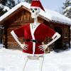 12ft Skeleton Costume Accessories Includes Claus Top&Santa Hat&Stocking Storage Bag,Funny Christmas Giant Skeleton Costume Garden Lawn Indoor Outdoor Decor view 2