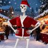 12ft Skeleton Costume Accessories Includes Claus Top&Santa Hat&Stocking Storage Bag,Funny Christmas Giant Skeleton Costume Garden Lawn Indoor Outdoor Decor view 4