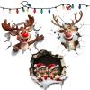 Christmas Creative Wall Stickers, Christma 3D Santa Wall Sticker Removable, Creating Breaking Through Wall Design,Reindeer Cartoon Funny Christmas Wall Stickers Living Room Dcor (3PCS-B) view 1