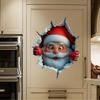 Christmas Creative Wall Stickers, Christma 3D Santa Wall Sticker Removable, Creating Breaking Through Wall Design,Reindeer Cartoon Funny Christmas Wall Stickers Living Room Dcor (3PCS-B) view 4