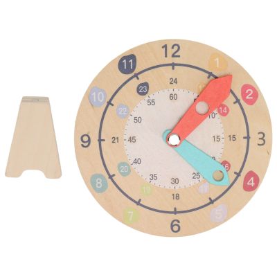 TOPINCN Teaching Clock, 3 Layer Wooden Teaching Clock 15x15cm with Stand, Educational Time Recognition Toy for Children Activity Toys